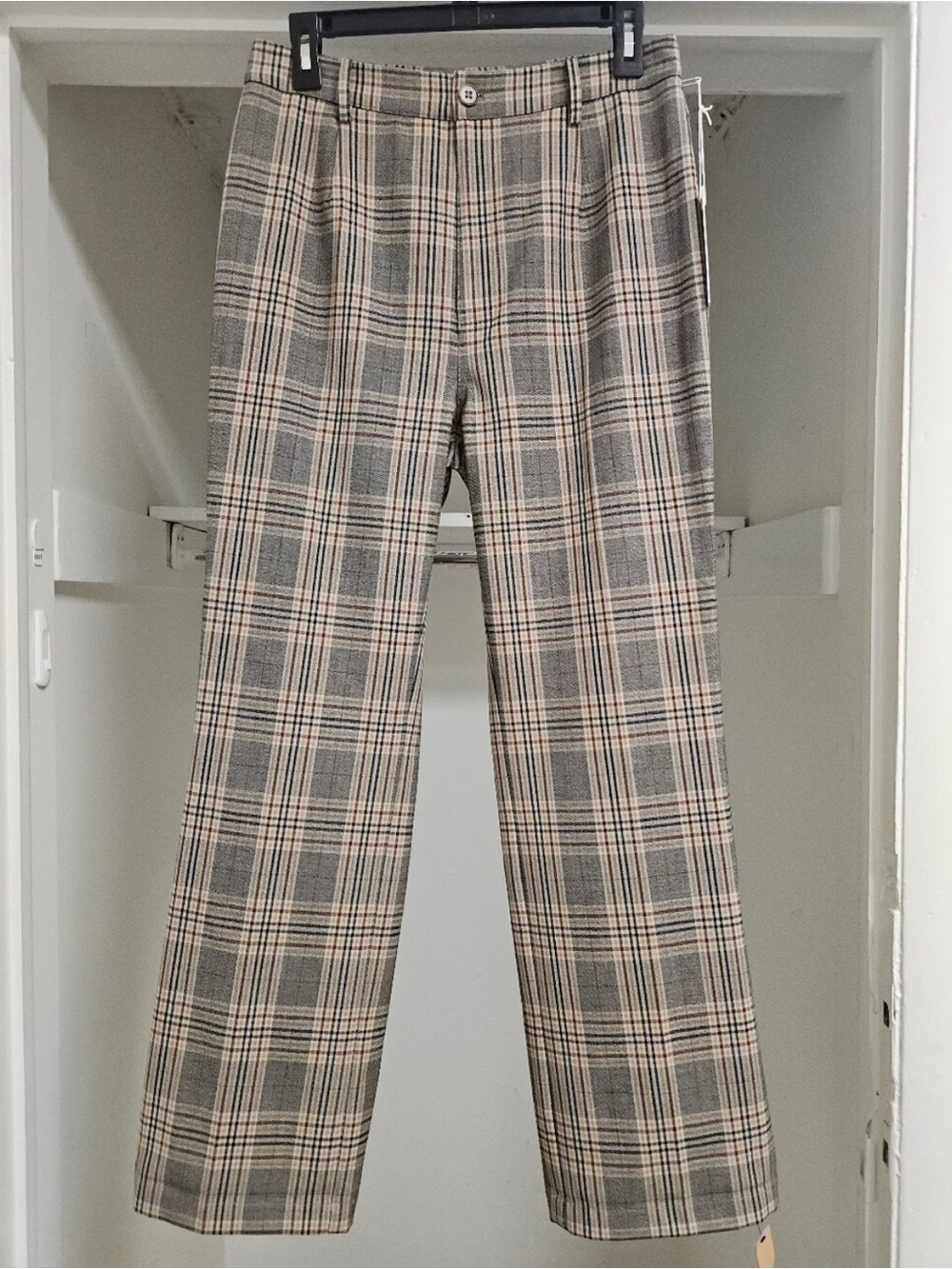 REFORMATION FRANKLIN PANTS BEIGE RED TARTAN 6